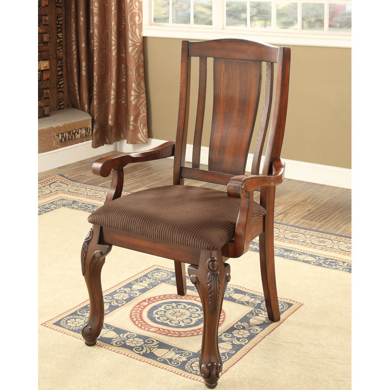 Astoria Grand Dominey Upholstered Slat Back Arm Dining Chair | Wayfair